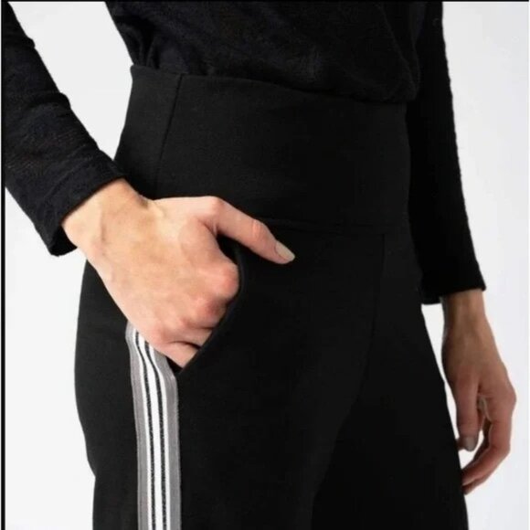 Zaggora Activewear Pull-on High Rise Straight Leg Pants with Tuxedo Stripe Sz 2 - Picture 3 of 9